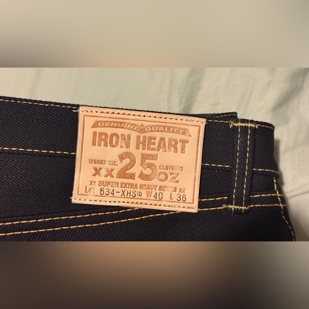 Iron Heart 634 XHSib 25oz Indigo Black Selvedge Straight Denim Jeans 40x36 - Picture 2 of 8